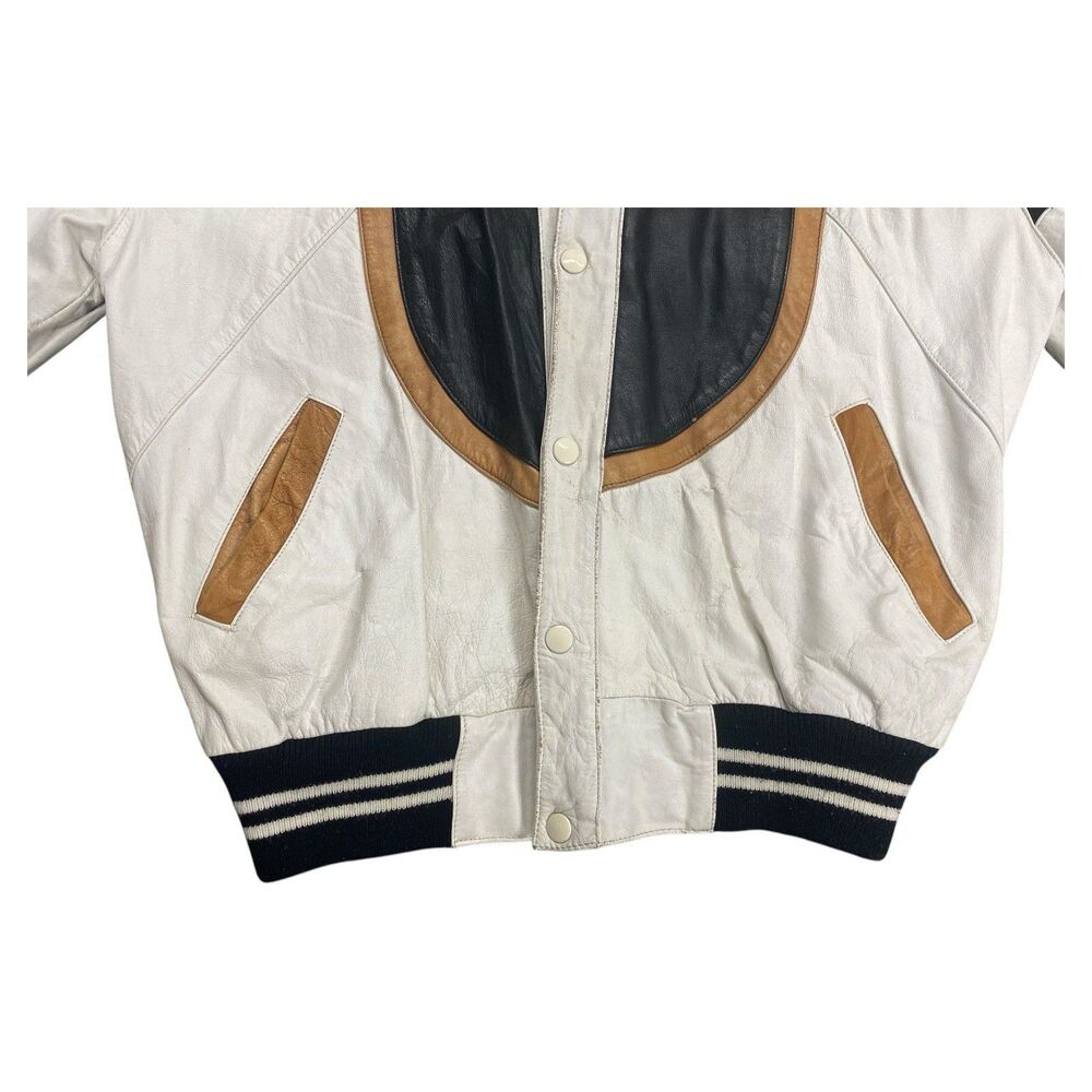Vintage Michael Alle Manufacturers Leather Basketball Jacket Men's Sz Med. *READ - Picture 2 of 13